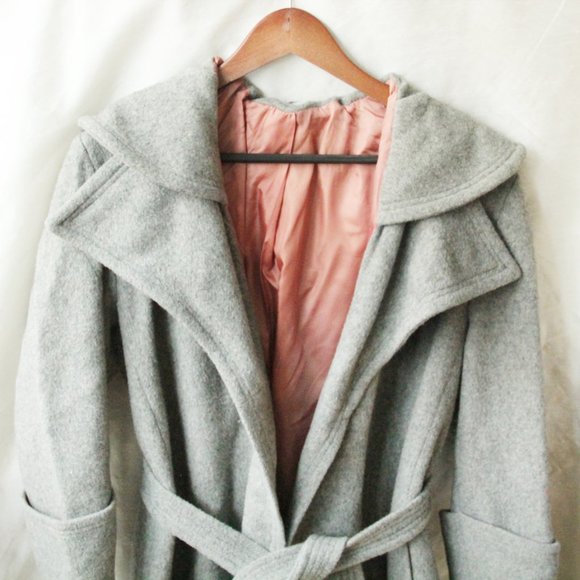 Grey Vintage Wool Trench Style Coat - Picture 2 of 4